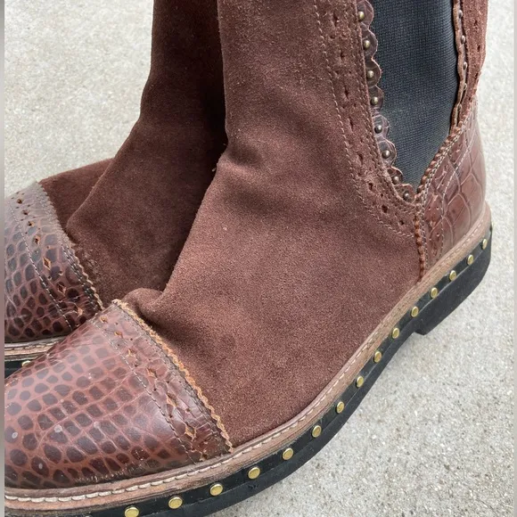 Free People Chelsea Brown Leather Ankle Boots