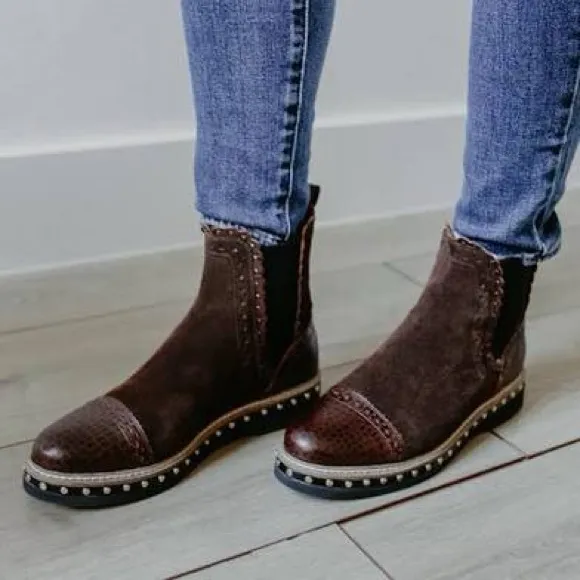 Free People Chelsea Brown Leather Ankle Boots