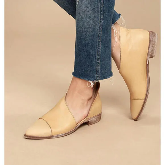 Free People Chic Cut-Out Leather Flats - sz 37