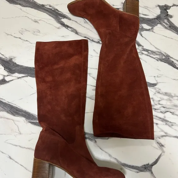 Free People Cleo Slouch Women's Suede Knee-High Boots - Rust