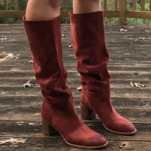 Free People Cleo Slouch Women's Suede Knee-High Boots - Rust