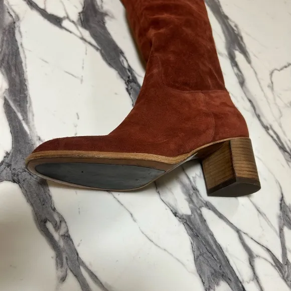 Free People Cleo Slouch Women's Suede Knee-High Boots - Rust