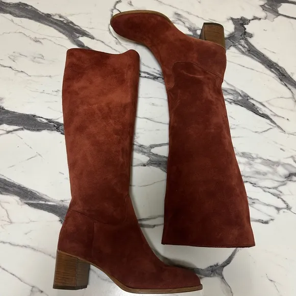 Free People Cleo Slouch Women's Suede Knee-High Boots - Rust