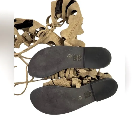 Free People Cypress Gladiator Suede Leather Tall Sandals Boho Lagenlook 38 8