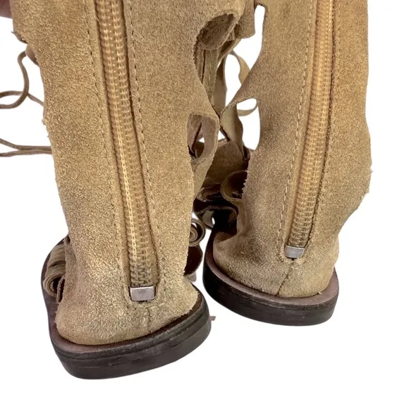 Free People Cypress Gladiator Suede Leather Tall Sandals Boho Lagenlook 38 8