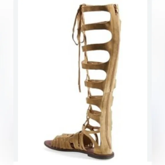 Free People Cypress Gladiator Suede Leather Tall Sandals Boho Lagenlook 38 8