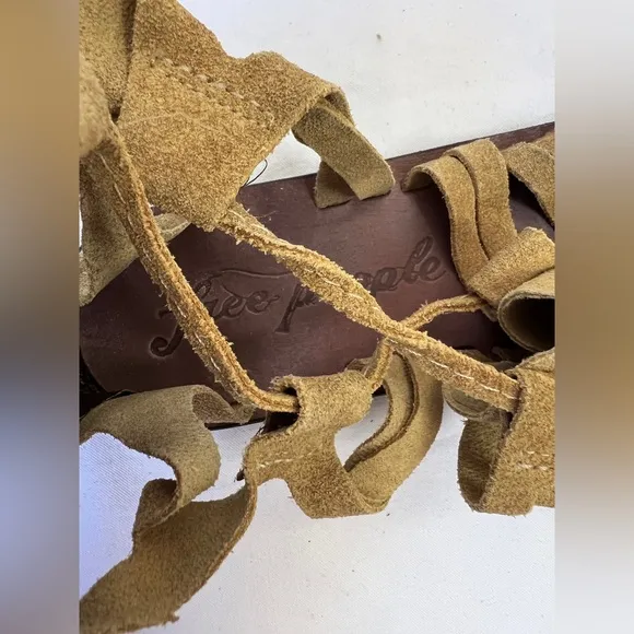 Free People Cypress Gladiator Suede Leather Tall Sandals Boho Lagenlook 38 8