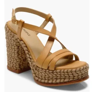 Free People Fahn Jute Platform Sandal Heels Natural Size 6 NIB Earthy Boho Chic