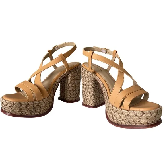 Free People Fahn Jute‎ Platform Sandal Sz 9 NWB Neutral Boho Chic