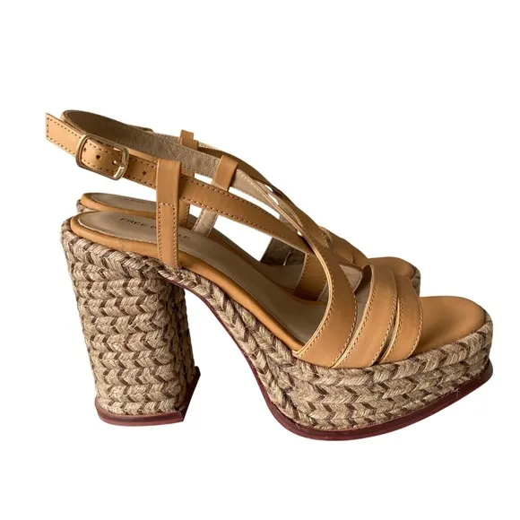Free People Fahn Jute‎ Platform Sandal Sz 9 NWB Neutral Boho Chic