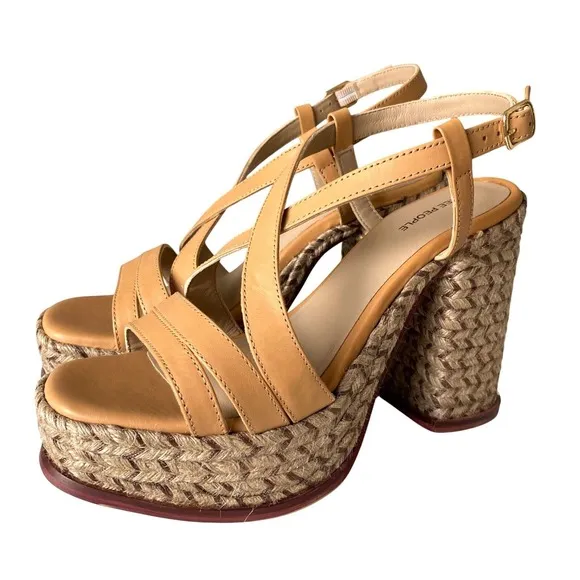 Free People Fahn Jute‎ Platform Sandal Sz 9 NWB Neutral Boho Chic