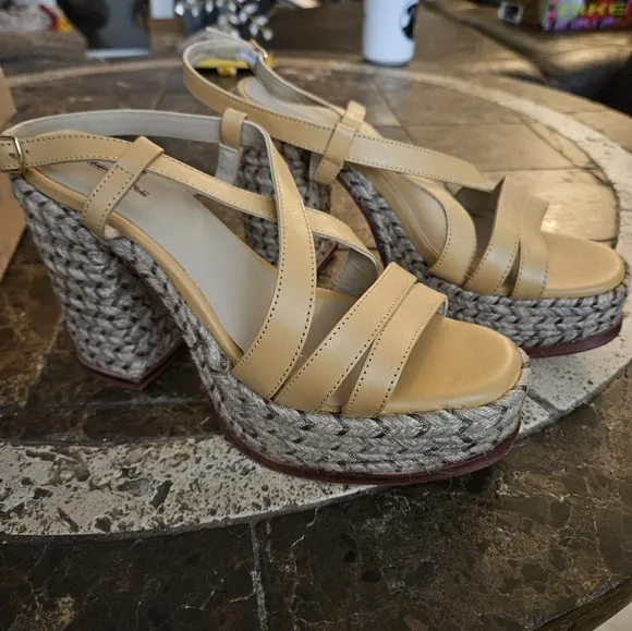 Free People Fahn Jute Platform Sandals Sz 10 New in box