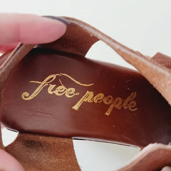Free People Farrah Whiskey Leather Platform Lace Clog Sandals