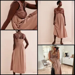 Free People Feel The Frill Midi Babydoll Winter Bloom Boho Milkmaid Dress S