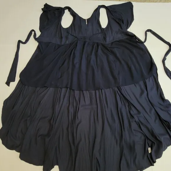Free People Fiona Maxi Wrap Dress in Midnight Blue