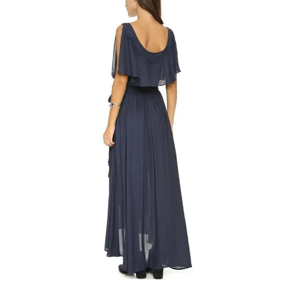 Free People Fiona Maxi Wrap Dress in Midnight Blue
