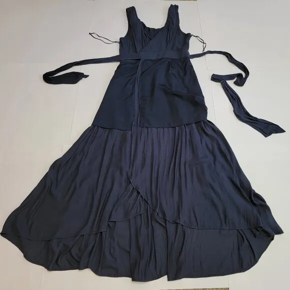 Free People Fiona Maxi Wrap Dress in Midnight Blue