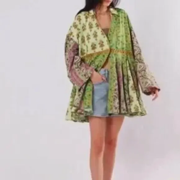 Free People Hazy Baby Boho Mini Dress Sweet Mint NWT Oversized Size …