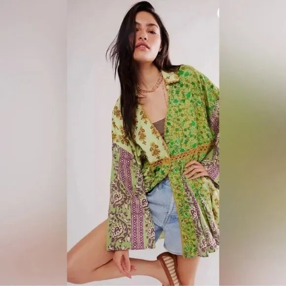 Free People Hazy Baby Boho Mini Dress Sweet Mint NWT Oversized Size …