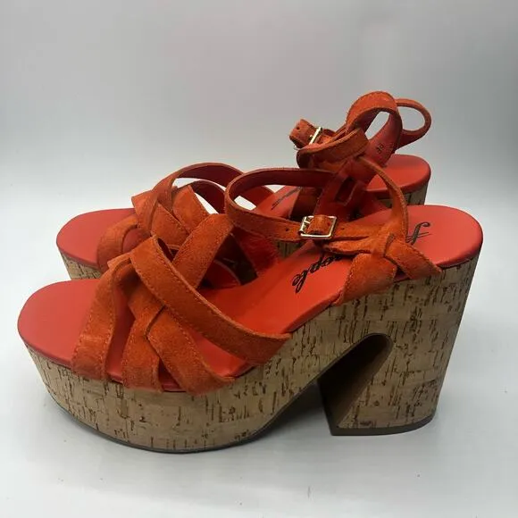 Free People Lisbon Sunstar Platform Sandals Orange Size EU 39 US 9