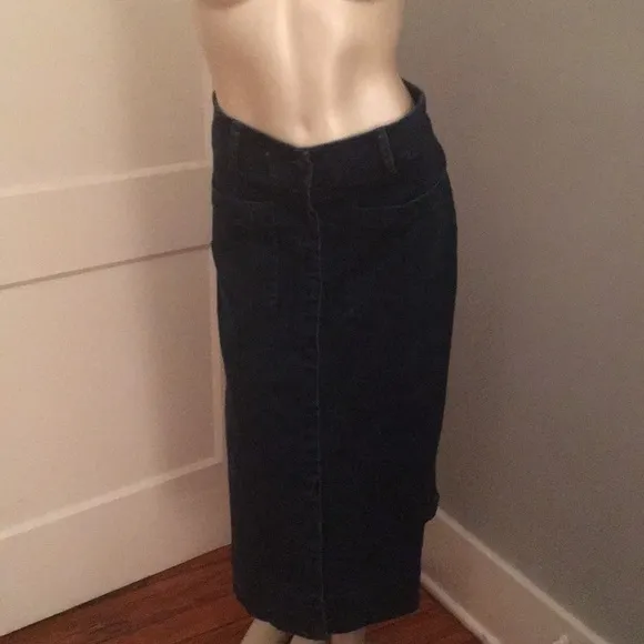 Free people long‎ denim stretch button up skirt