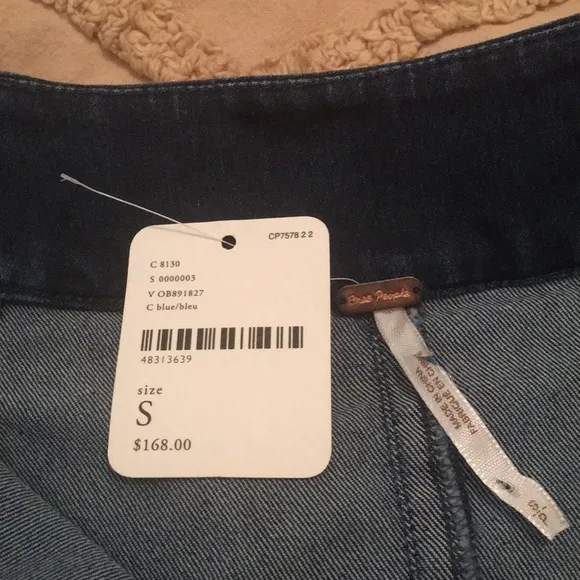 Free people long‎ denim stretch button up skirt