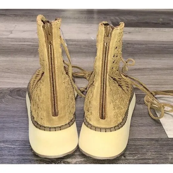 Free People Luca Lace Up Sandals Women's 6‎ Tan Woven Suede Boho Gladiator NIB