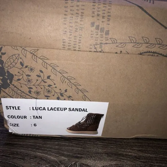 Free People Luca Lace Up Sandals Women's 6‎ Tan Woven Suede Boho Gladiator NIB