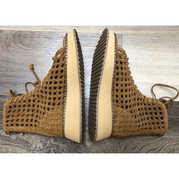 Free People Luca Lace Up Sandals Women's 6‎ Tan Woven Suede Boho Gladiator NIB