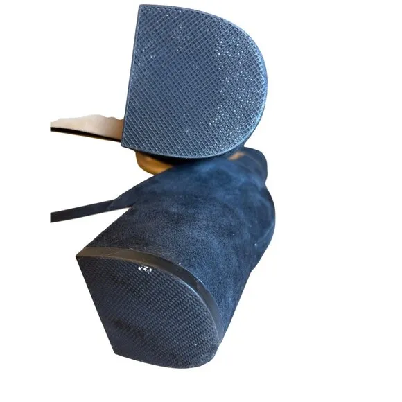 Free People Marigold Size 37 /6.5 Black Suede Block Heel Ankle Strap Boho Indie
