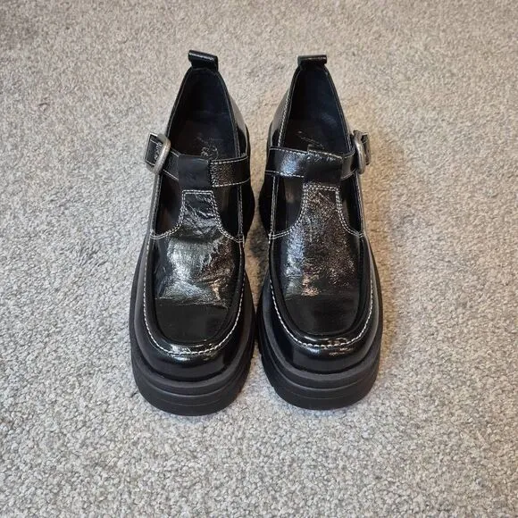 Free People Mayla Platform Mary Jane Sandals Size 8.5 Black