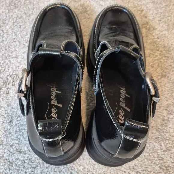 Free People Mayla Platform Mary Jane Sandals Size 8.5 Black