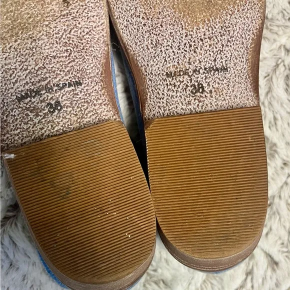 Free People Mont Blanc Boho Minimalist Sandals In Washed Denim Size 7.5