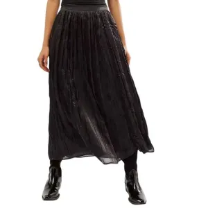 Free People New Vera City Black Pleated Maxi Ankle Skirt with Pockets 8 NWT