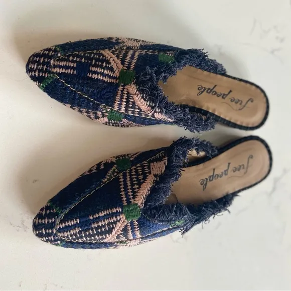 Free People Newport Tweed Plaid Women's Mules, NWOB, Size 37 / US 6.5 or 7
