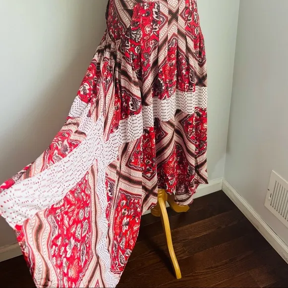 Free People Paradise Handkerchief Pimento Maxi Skirt.