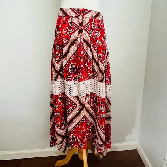 Free People Paradise Handkerchief Pimento Maxi Skirt.