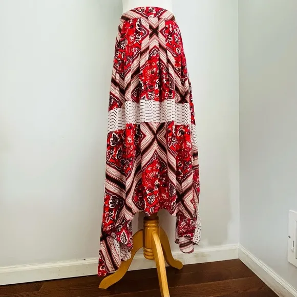 Free People Paradise Handkerchief Pimento Maxi Skirt.
