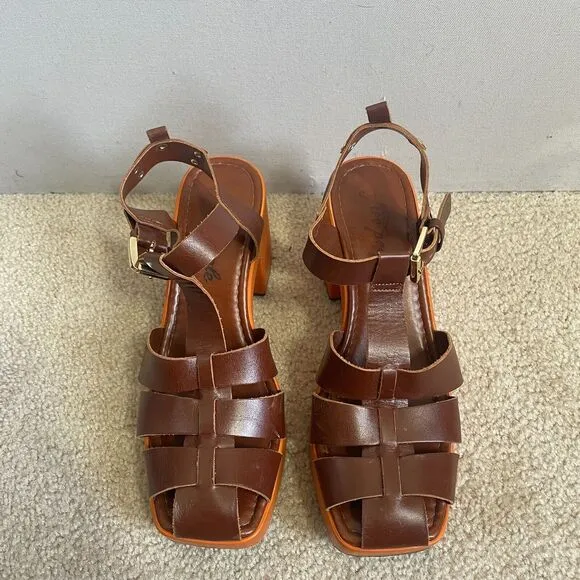 Free People Sandals Women 40 US 9 Brown Pacific Platform Fisherman Heels Boho