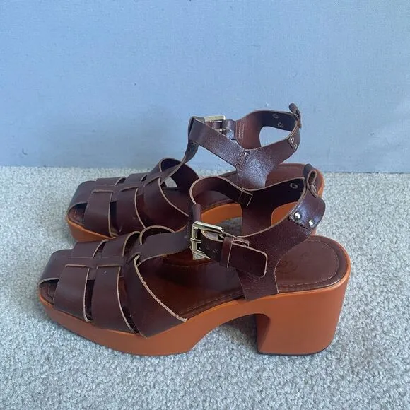 Free People Sandals Women 40 US 9 Brown Pacific Platform Fisherman Heels Boho