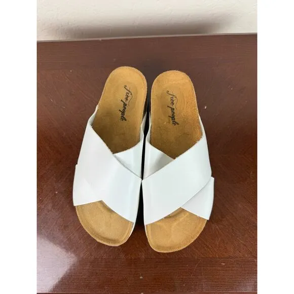Free People Sidelines footbed White sandals Boho size 40/10