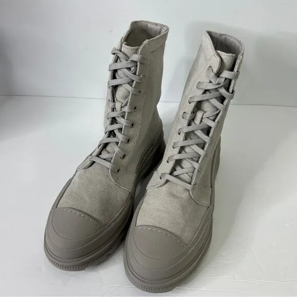 Free People The Camp Out Canvas Combat Boots In Dove Grey Size 41