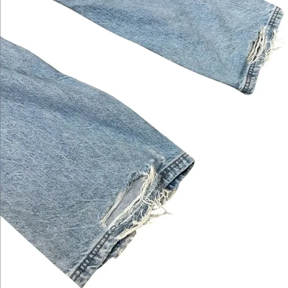 Free People “We The Free” Curvy bdg 25 Patchwork Straight Leg Jeans Sz 35
