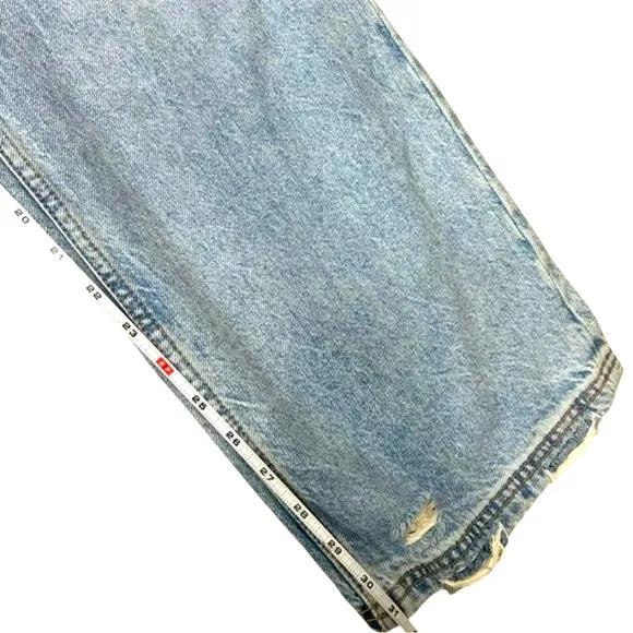 Free People “We The Free” Curvy bdg 25 Patchwork Straight Leg Jeans Sz 35
