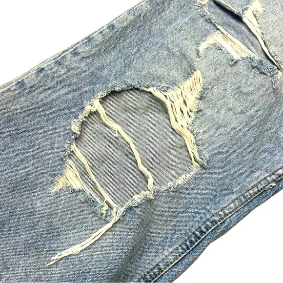 Free People “We The Free” Curvy bdg 25 Patchwork Straight Leg Jeans Sz 35