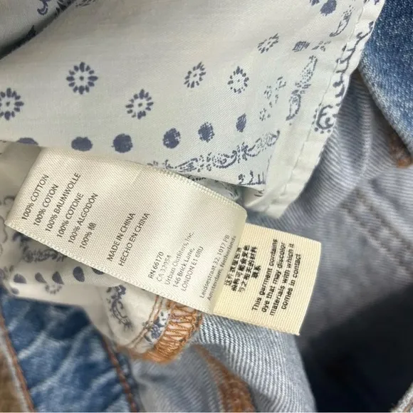 Free People “We The Free” Curvy bdg 25 Patchwork Straight Leg Jeans Sz 35