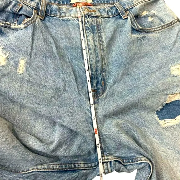 Free People “We The Free” Curvy bdg 25 Patchwork Straight Leg Jeans Sz 35