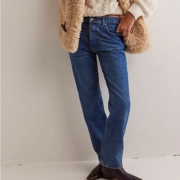 Free People We The Free Zane Relaxed Slim Jeans. NWT. Mellow blue