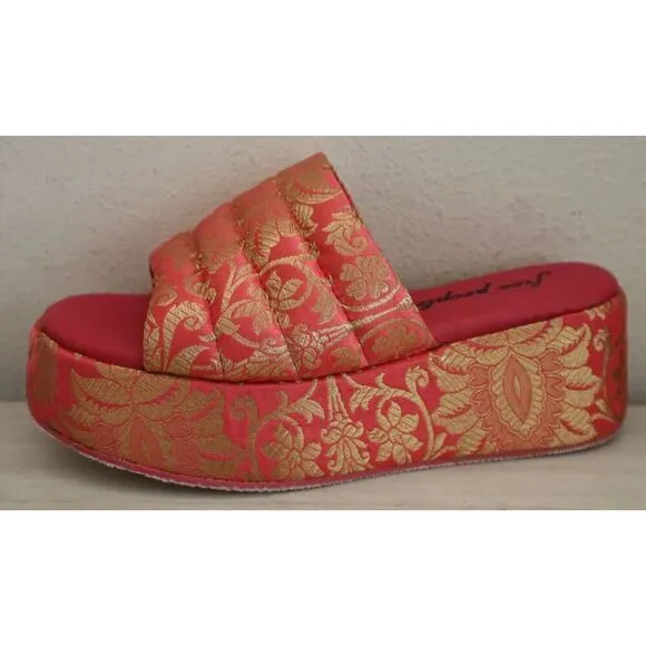 Free People Women's Sz 38.5 US 8.5 Coral Almost Paradise Platform Sandals