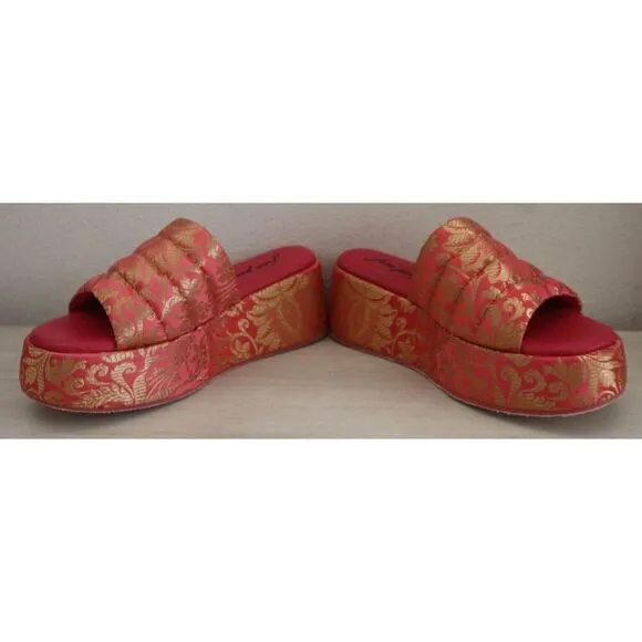 Free People Women's Sz 38.5 US 8.5 Coral Almost Paradise Platform Sandals